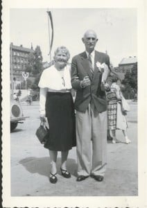 Hand of the Cause Ugo Giachery with his dear wife, Angeline, taken by Elizabeth possibly at the Stockholm conference in 1953. Hand of the Cause Ugo Giachery with his dear wife, Angeline, taken by Elizabeth at a conference in Stockholm in 1953.